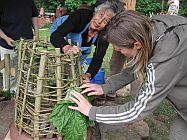 Das Gerippe des Ofens wurde zunächst mit Rhaberberblättern verkleidet.